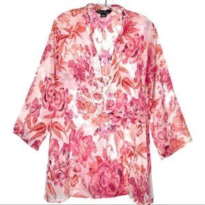 Double Decker Swim Suit Cover-up Pink Floral L